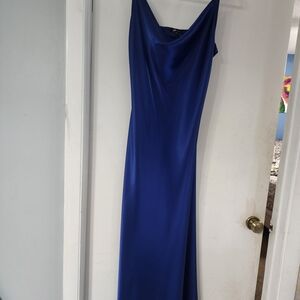 Jump Cowl Neck Satin Maxi Dress in Royal Blue